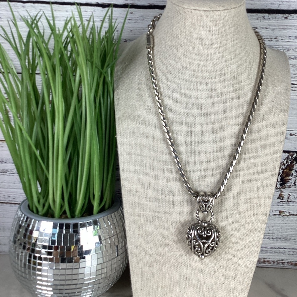 Brighton Silver Heart Filigree‎ Necklace